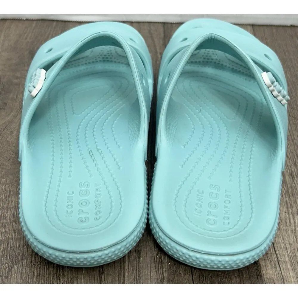 Crocs Classic Slide Sandals Women 6 Light Blue Two Strap Slip On Unisex Iconic - Image 3