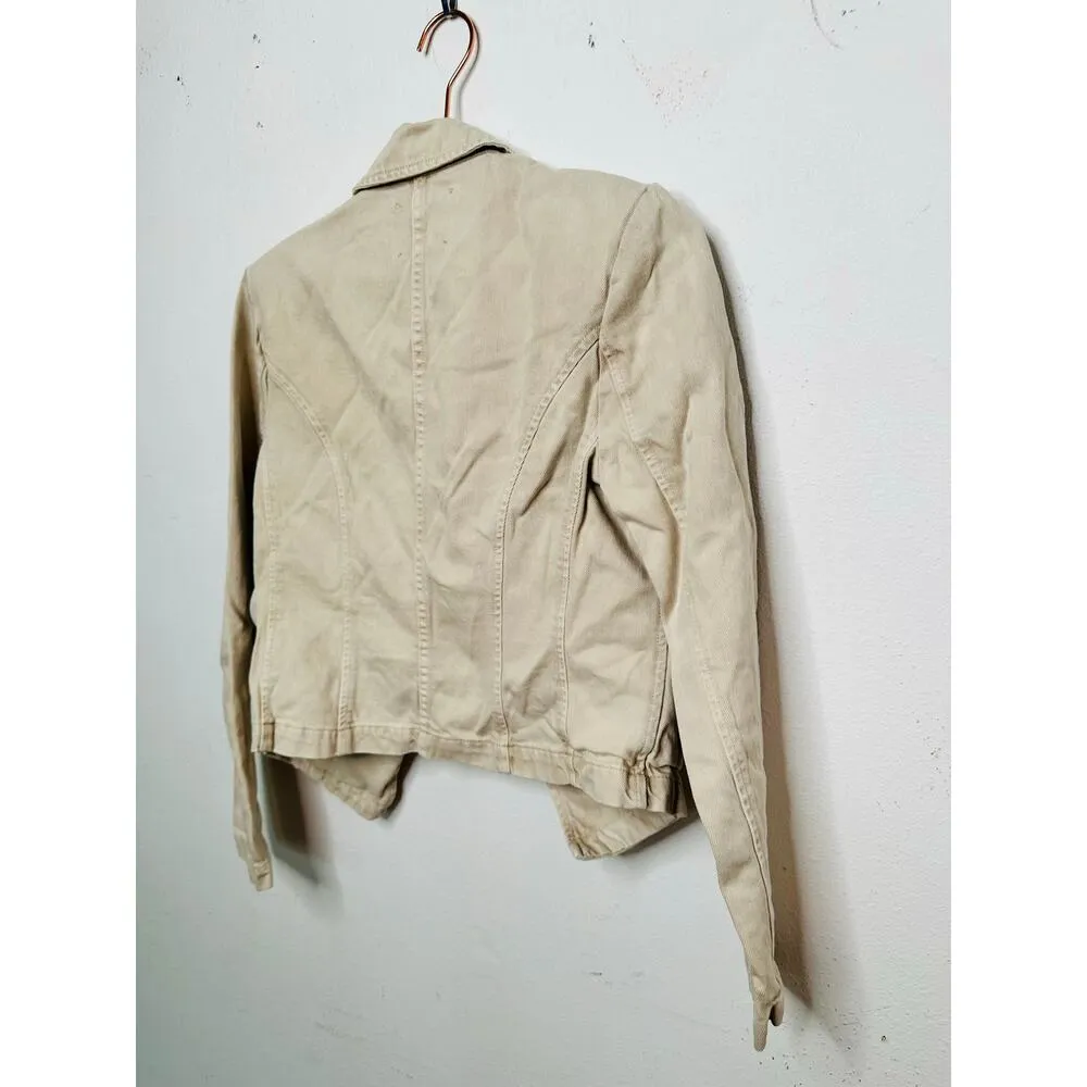 L’AGENCE Off-White 100% Cotton Structured Double-Breasted Wayne Jacket Blazer M - Image 12