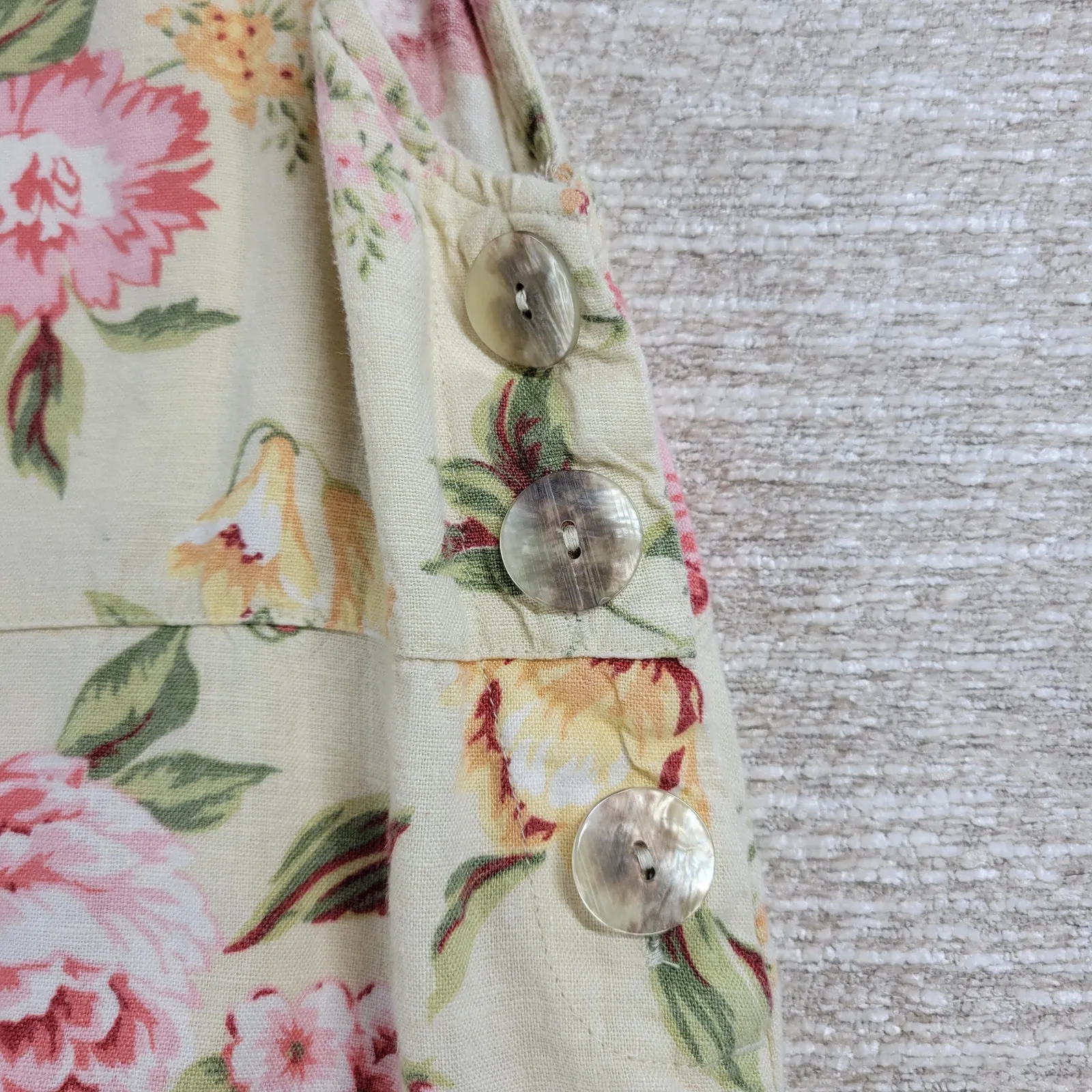 VTG White Stag Floral Linen Blend Dress Womens XL 16/18  Side Button Maxi Casual - Image 10