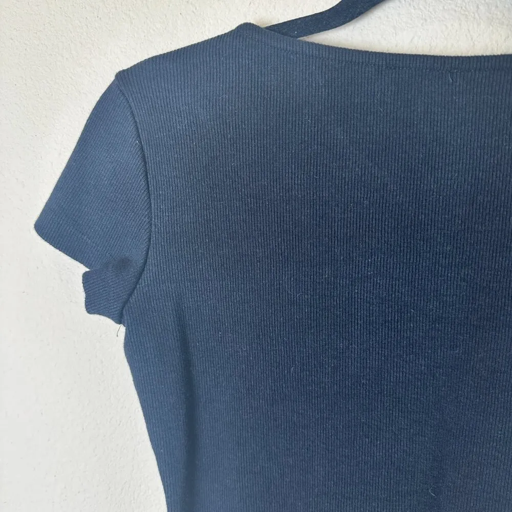 PRINCESS POLLY Cap Sleeve Mini Dress Size 6 Ribbed Bodycon Black - Image 7