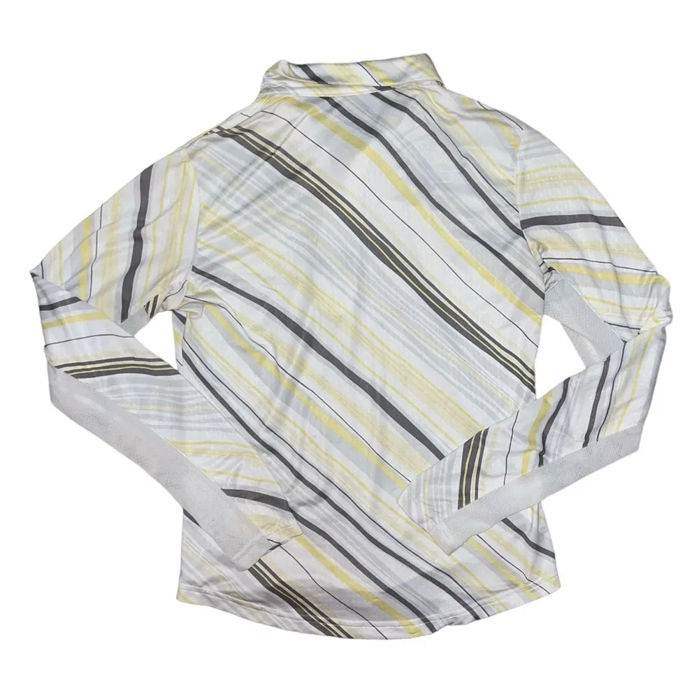 San Soleil UPF 50 yellow grey white stripe pullover women’s size small - Image 2
