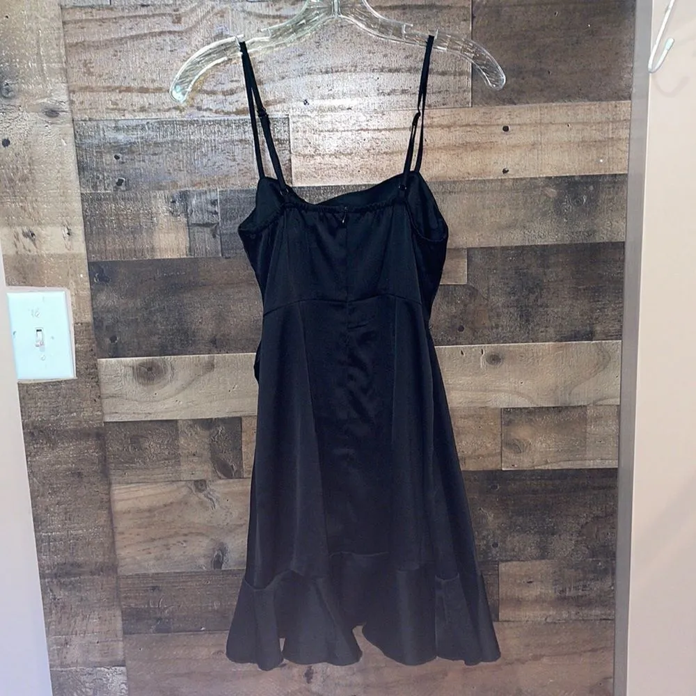 Princess Polly  Black Spaghetti Strap Ruffle Wrap Dress - Image 6