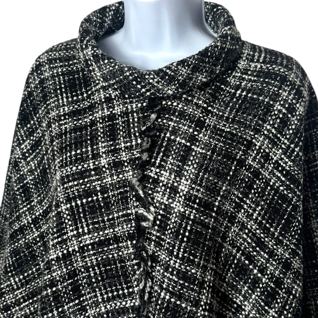 NWOT Zara Tweed Turtleneck Cape Poncho Pullover City Chic Career Old Money M - Image 3