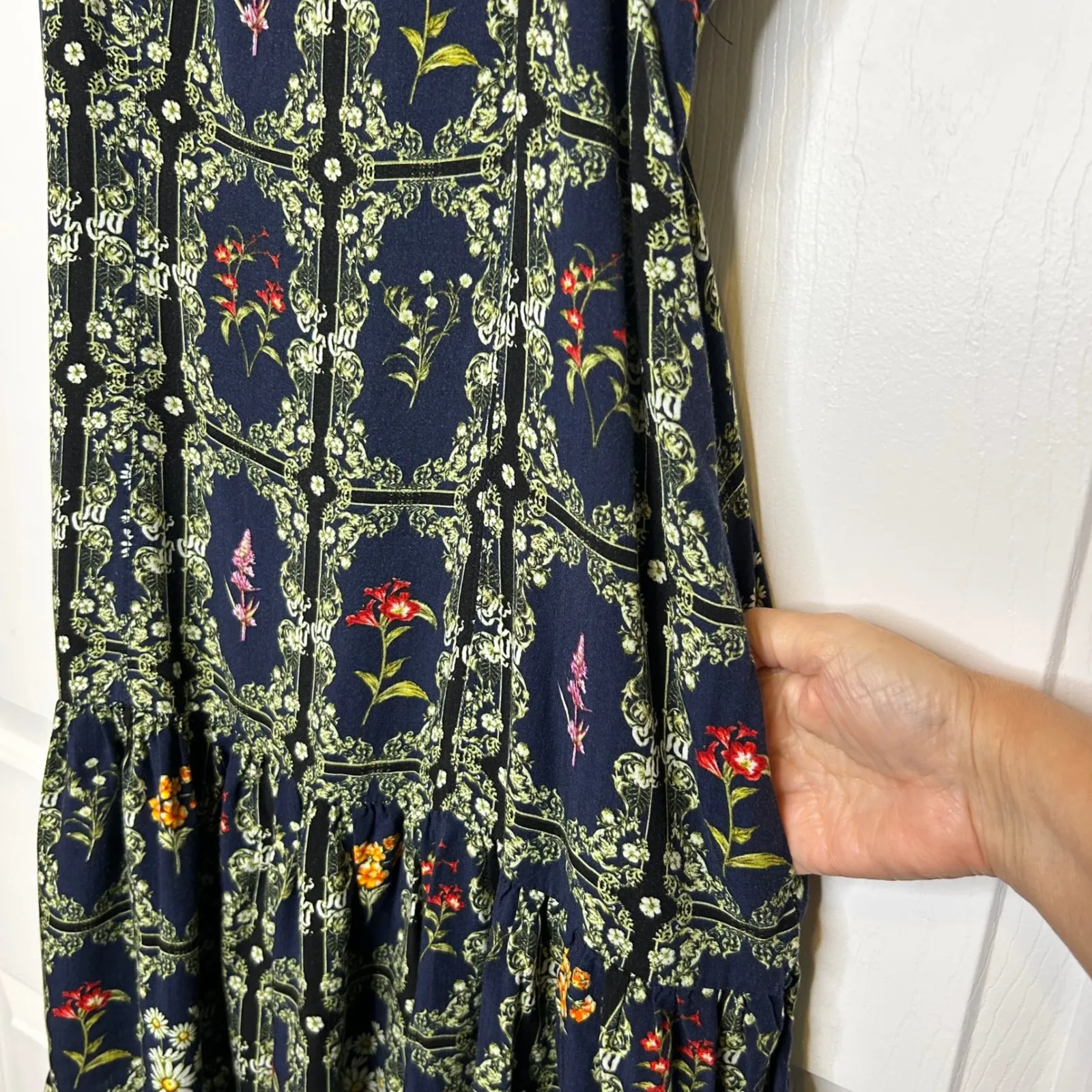 Agua Bendita Floral Print Navy Blue M - Image 6