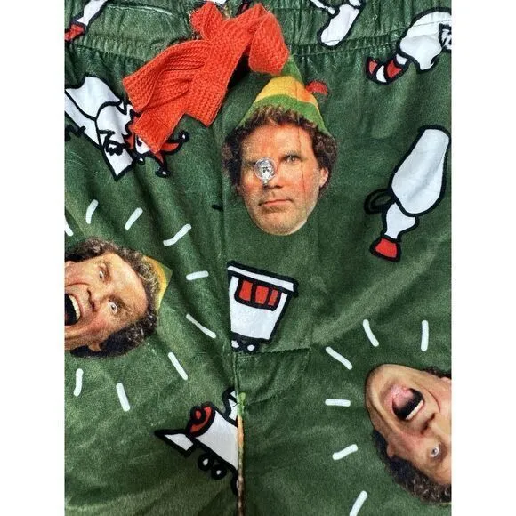 Buddy The Elf Movie Men's Size Medium Sleep Pajama Pants Green Drawstring - Image 2