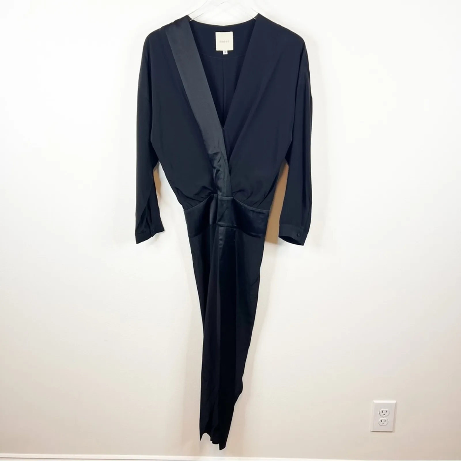 Mason‎ by Michelle Mason Obi Long Sleeve Silk Wrap Dress 0 Black - Image 2