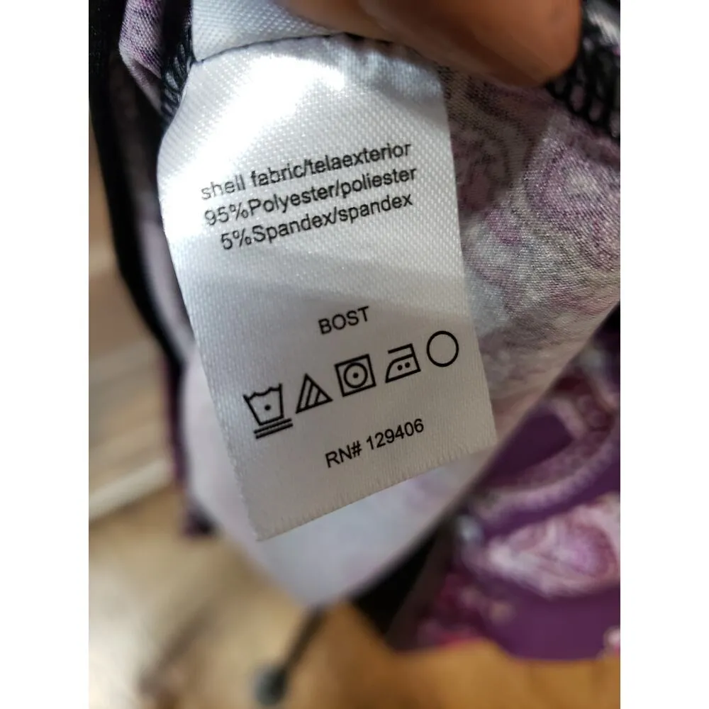 Venus Women's Size M Purple Paisley Print Belted Dress Polyester Spandex - Image 11