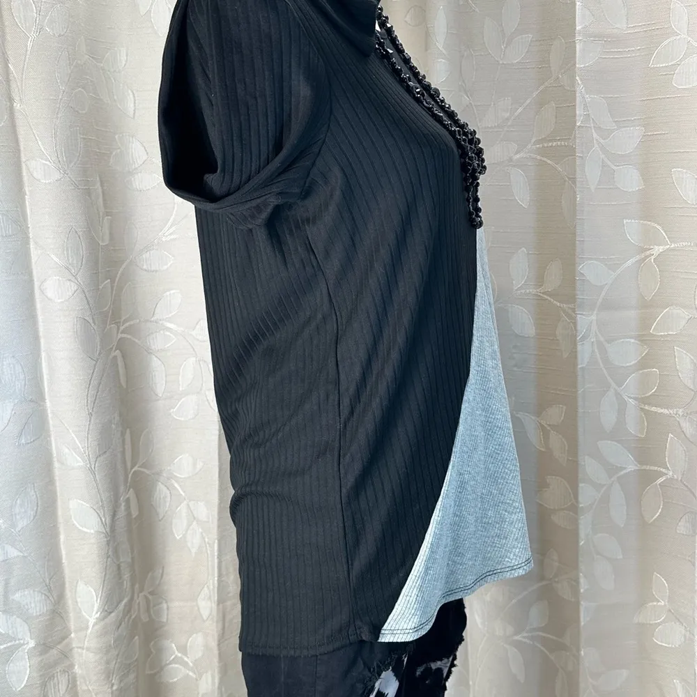 White Birch Women’s Small Black Gray Colorblock Long Sleeve Ribbed Knit Top‎ NWT - Image 6