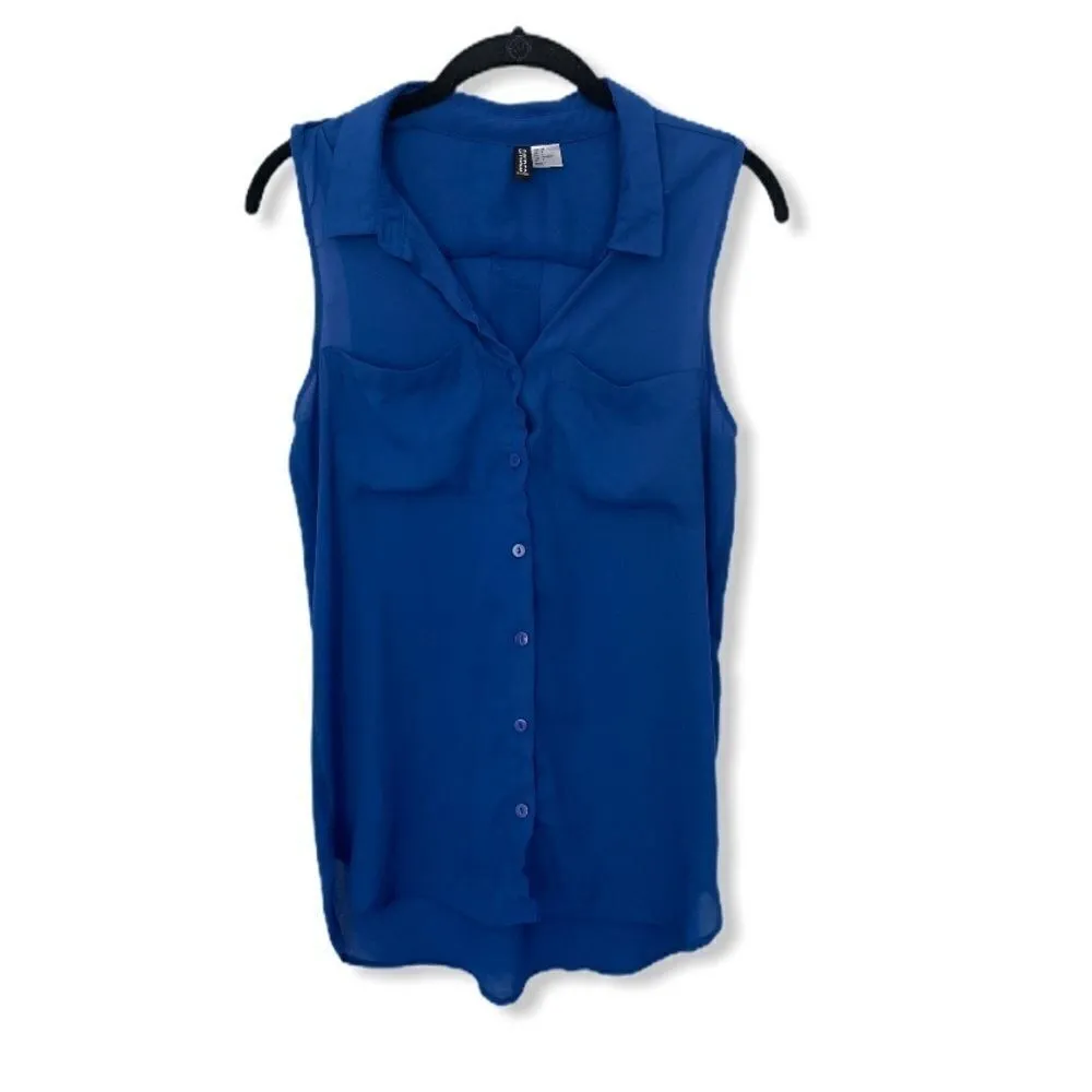Divided Women’s Size 4 Royal Blue Sleeveless Button Down Top - Image 2