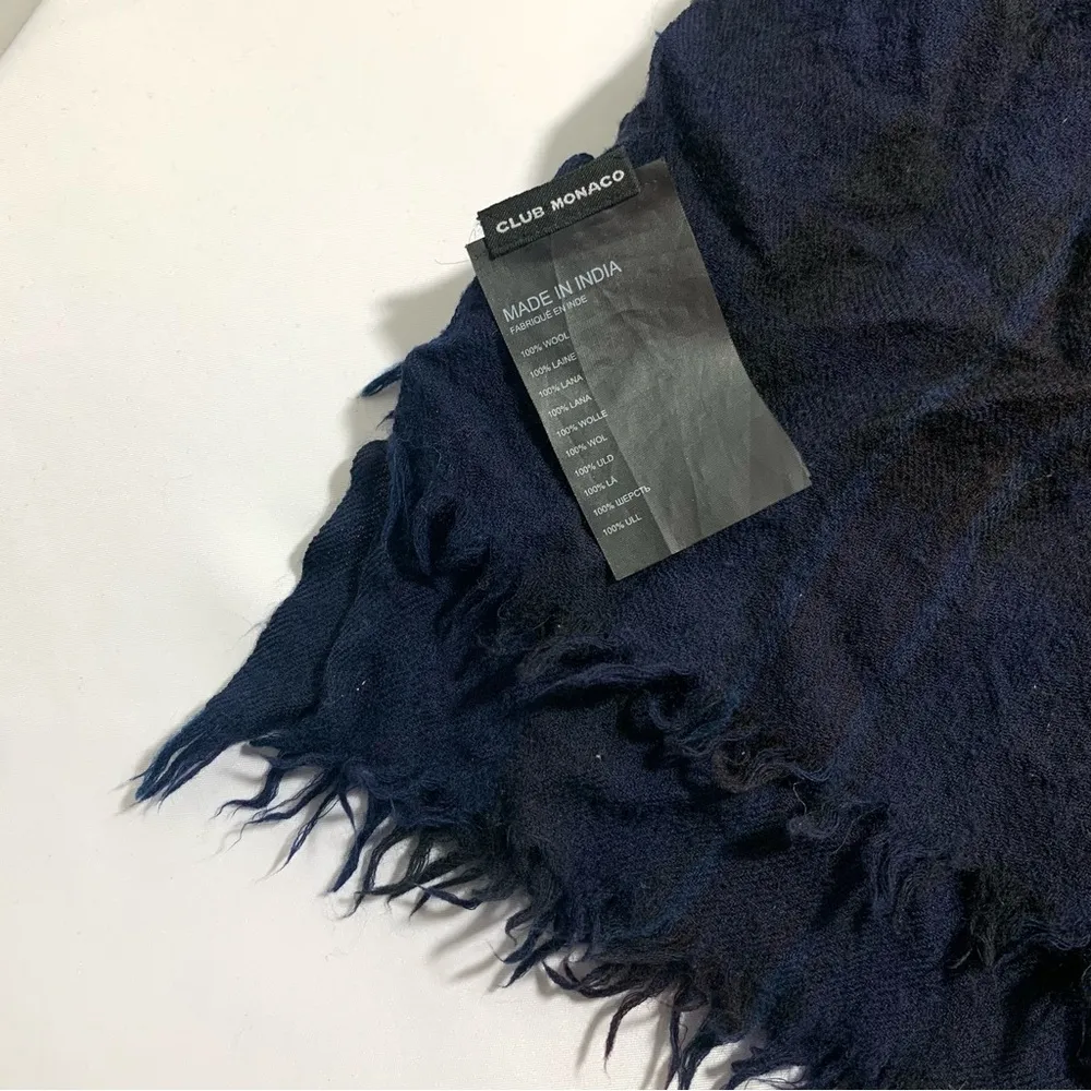 Club Monaco Marcinet Navy Plaid Dip Scarf In Navy Multi - Image 7