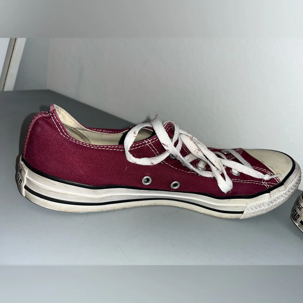 Converse All Star Retro Canvas Chuck Taylor Maroon Low Top Sneakers Sz 13W/11M Red - Image 15