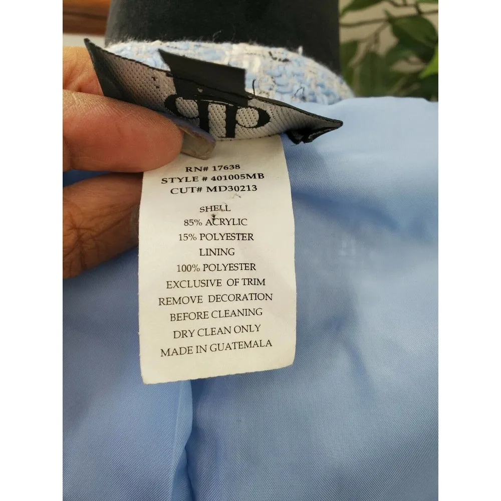 Vintage Db Collection Blue Acrylic Long Sleeve Single Breasted Blazer Size 8P - Image 10