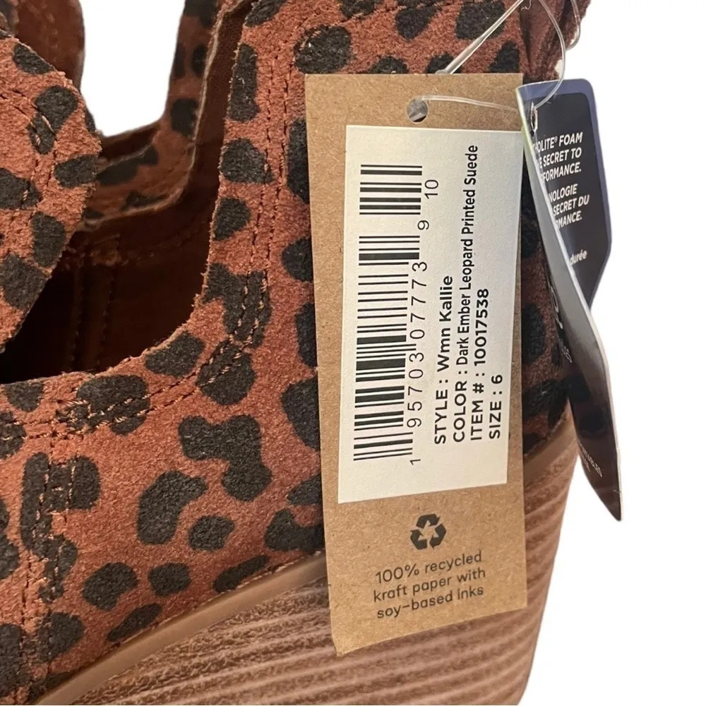Toms Kallie Wedge 6 Brown‎ Bootie Leopard Suede Shoes - Image 3