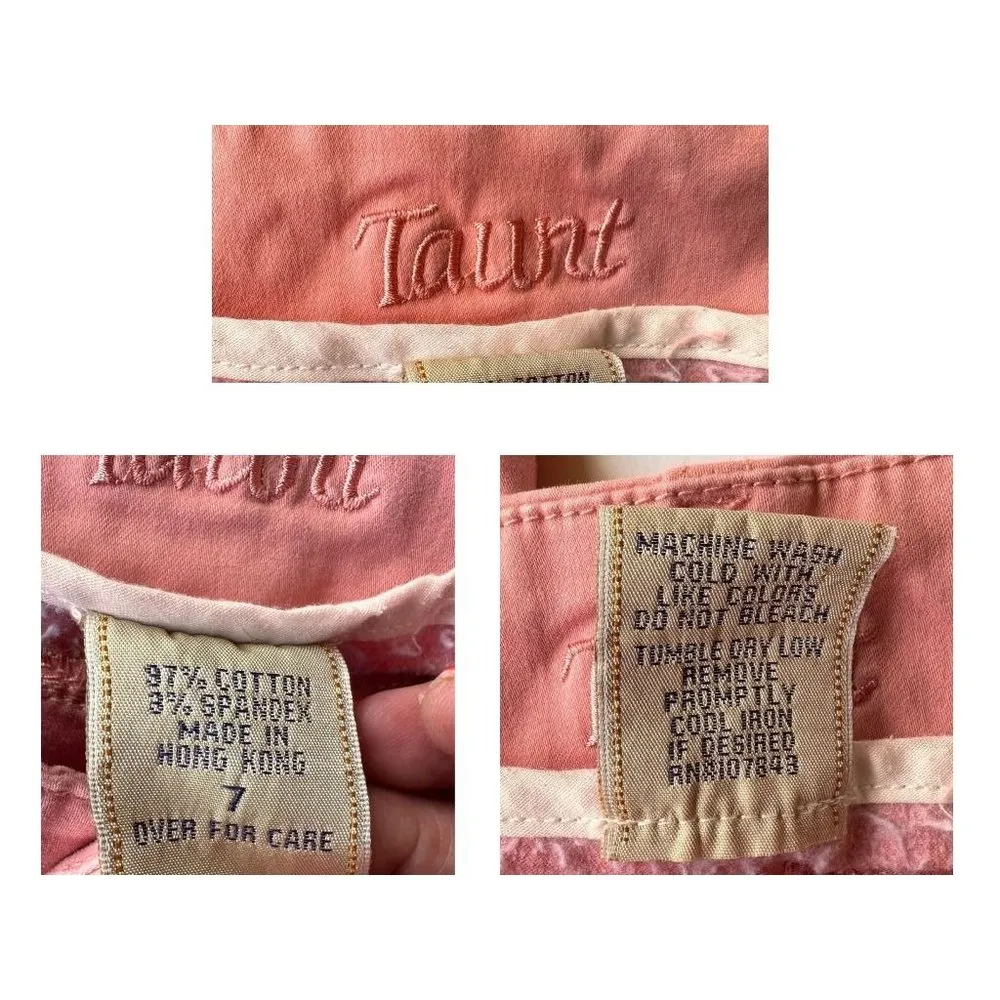 Vintage 90's Taunt Pants Size 7 Peach Low Rise Wide Leg Embroidered Hipp… - Image 11