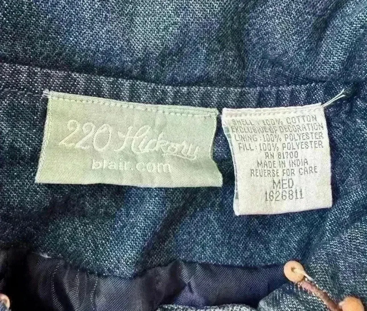 220 Hickory by Blair Denim Aztec Western Jacket Size Medium Blue - Image 3