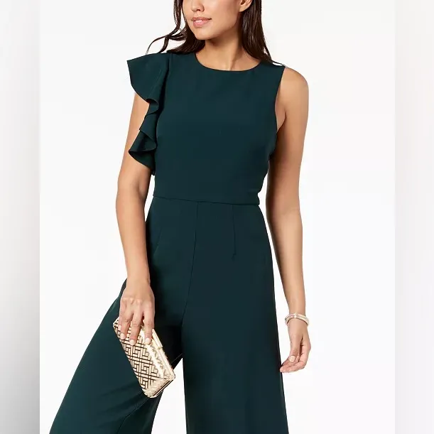 julia jordan | Asymmetrical Flutter-Sleeve Jumpsuit, Size 10 - Image 3