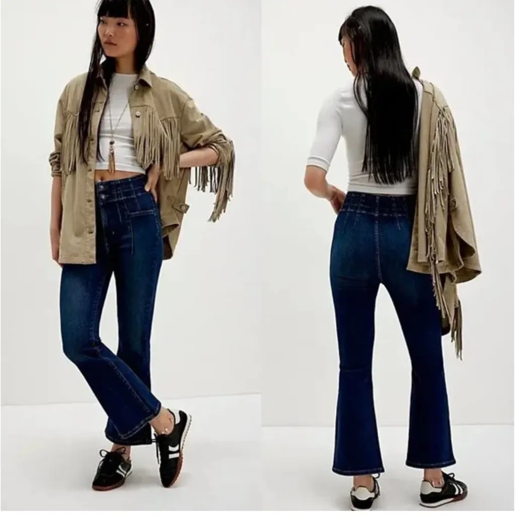 Free People We The Free Jayde Crop Flare Dark Blue Jeans NWT - Image 2