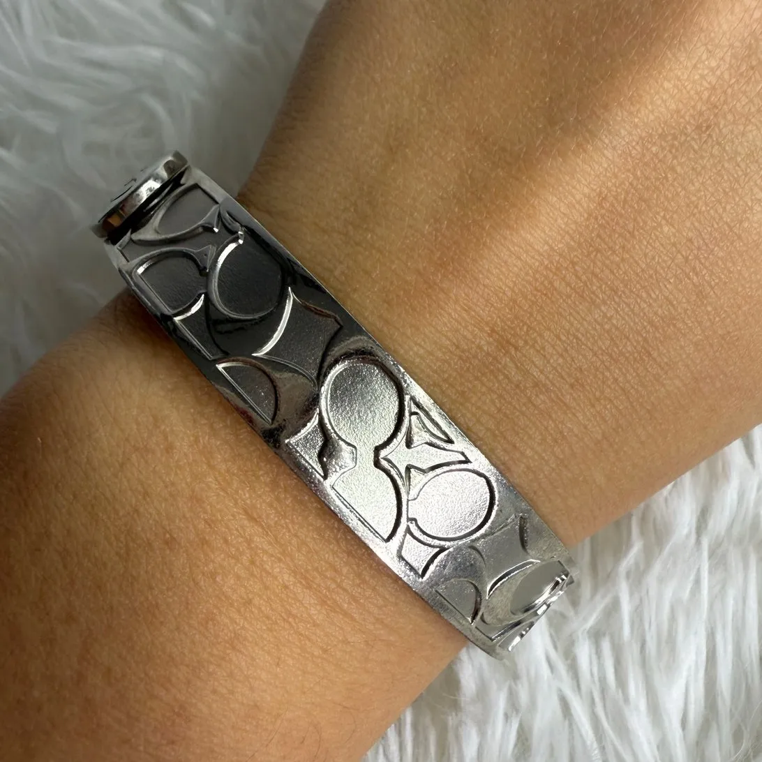 COACH C Logo Signature Silver Bangle Bracelet - Image 3
