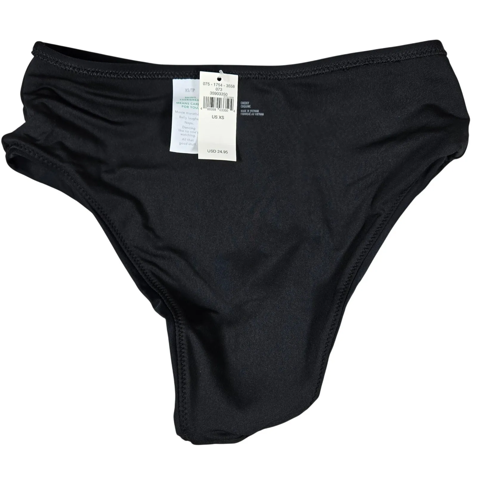 Aerie Black Cheeky Bikini Bottoms High Waisted Swimwear Size XS - Image 4