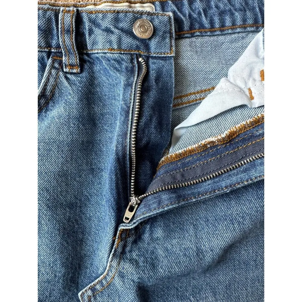 Free People Blue Maxi denim Skirt with Side slits and frayed hem size 4 - Image 10