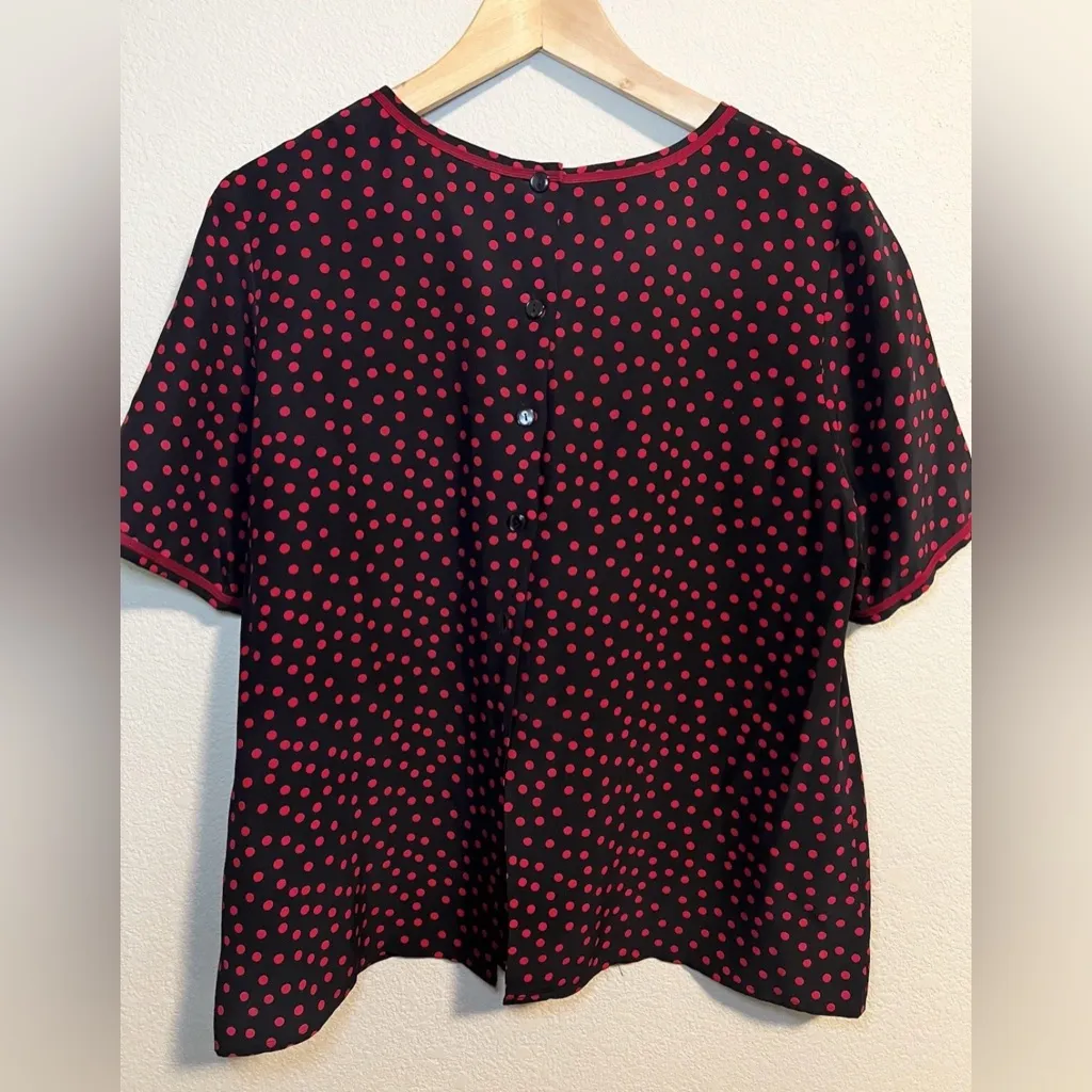 Classiques Silk Red Polka For Button Back Blouse Size S - Image 2