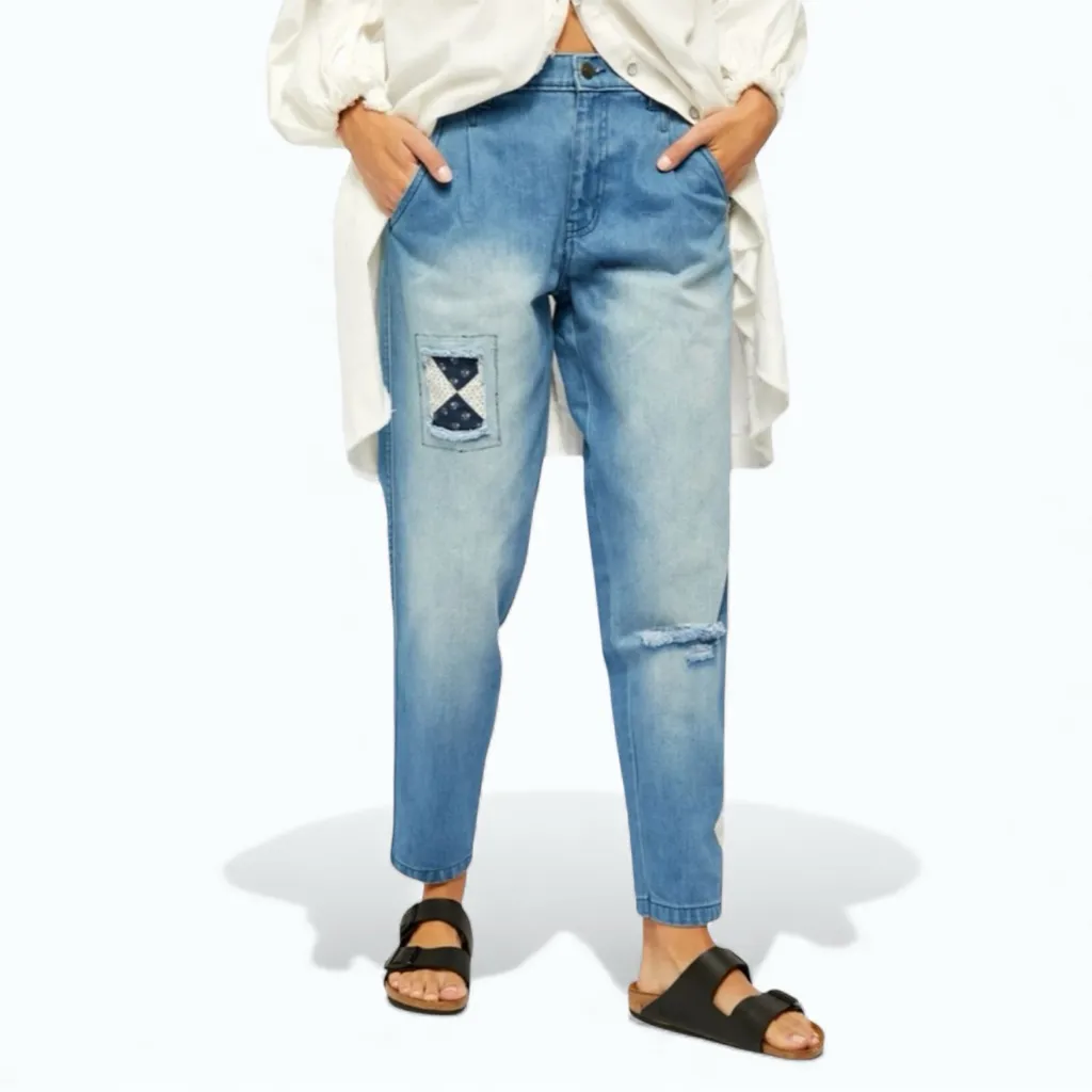 We The Free Down To Earth Patchwork Jeans Size 28 - Image 6