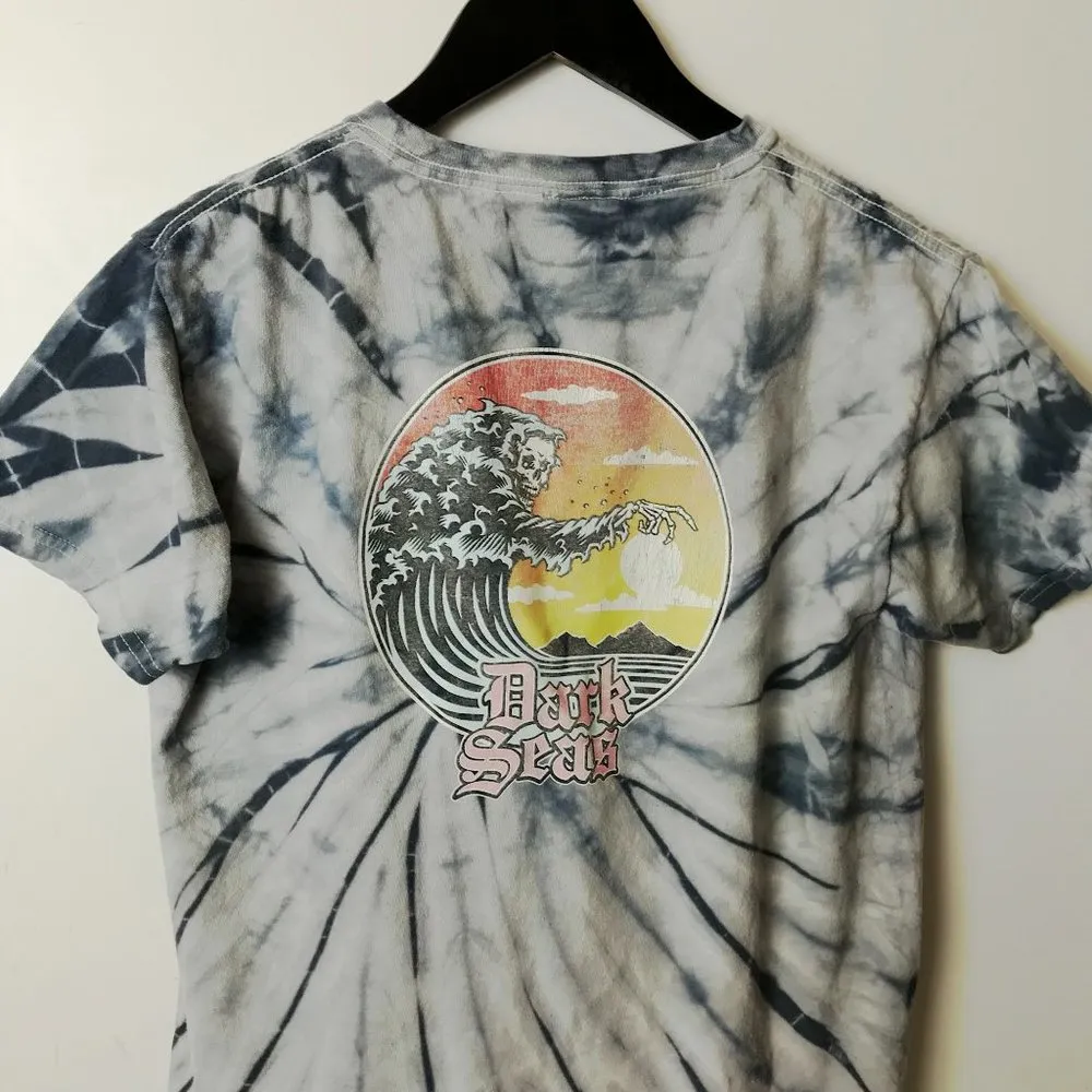 Dark Seas T Shirt Skull Swirl Wave Tie Dye Double Sided Graphic Tee Extra Small Size XS - Image 13