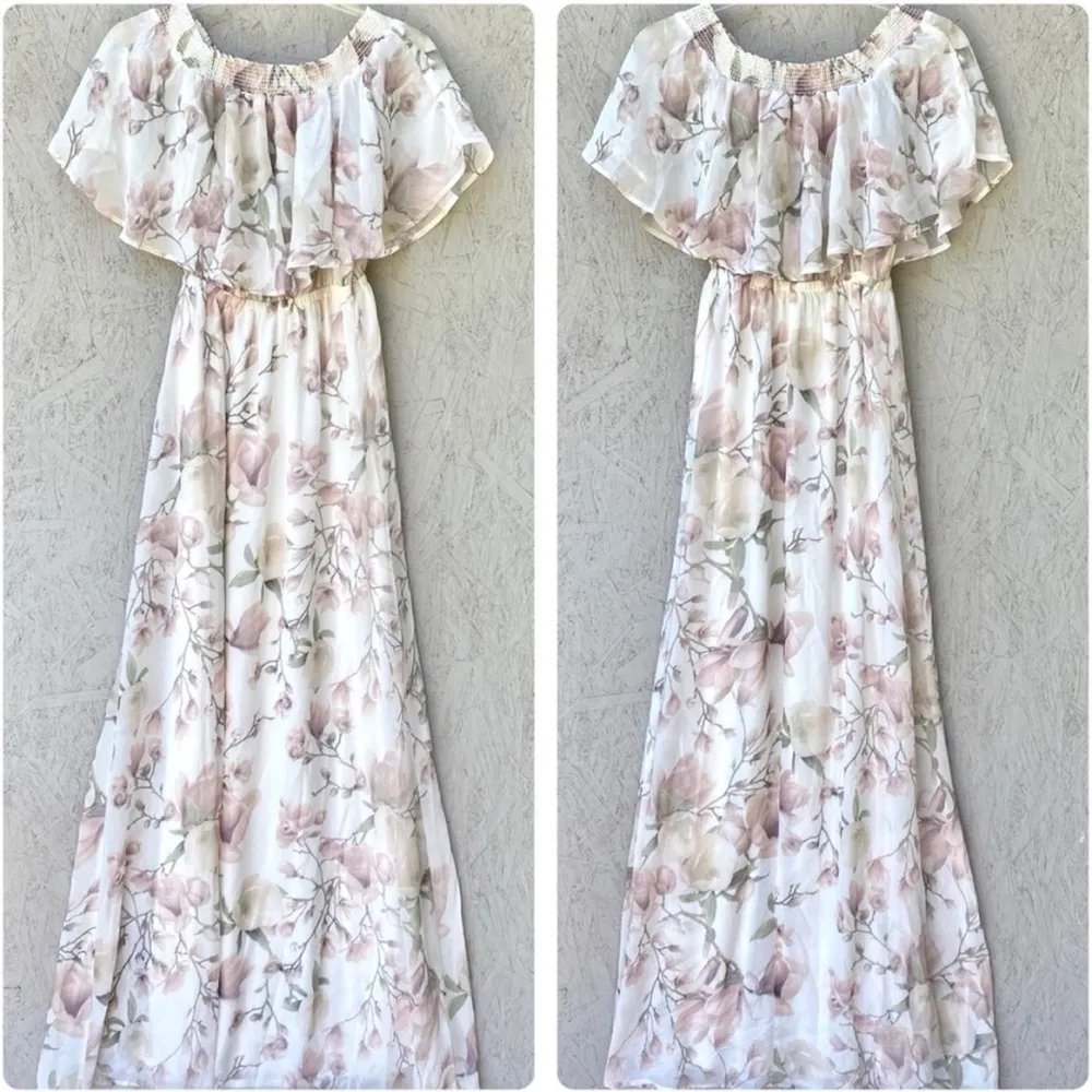 NWT SHOW ME YOUR MUMU Floral Maxi Dress SMALL Hacienda in Ivory Crisp - Image 3