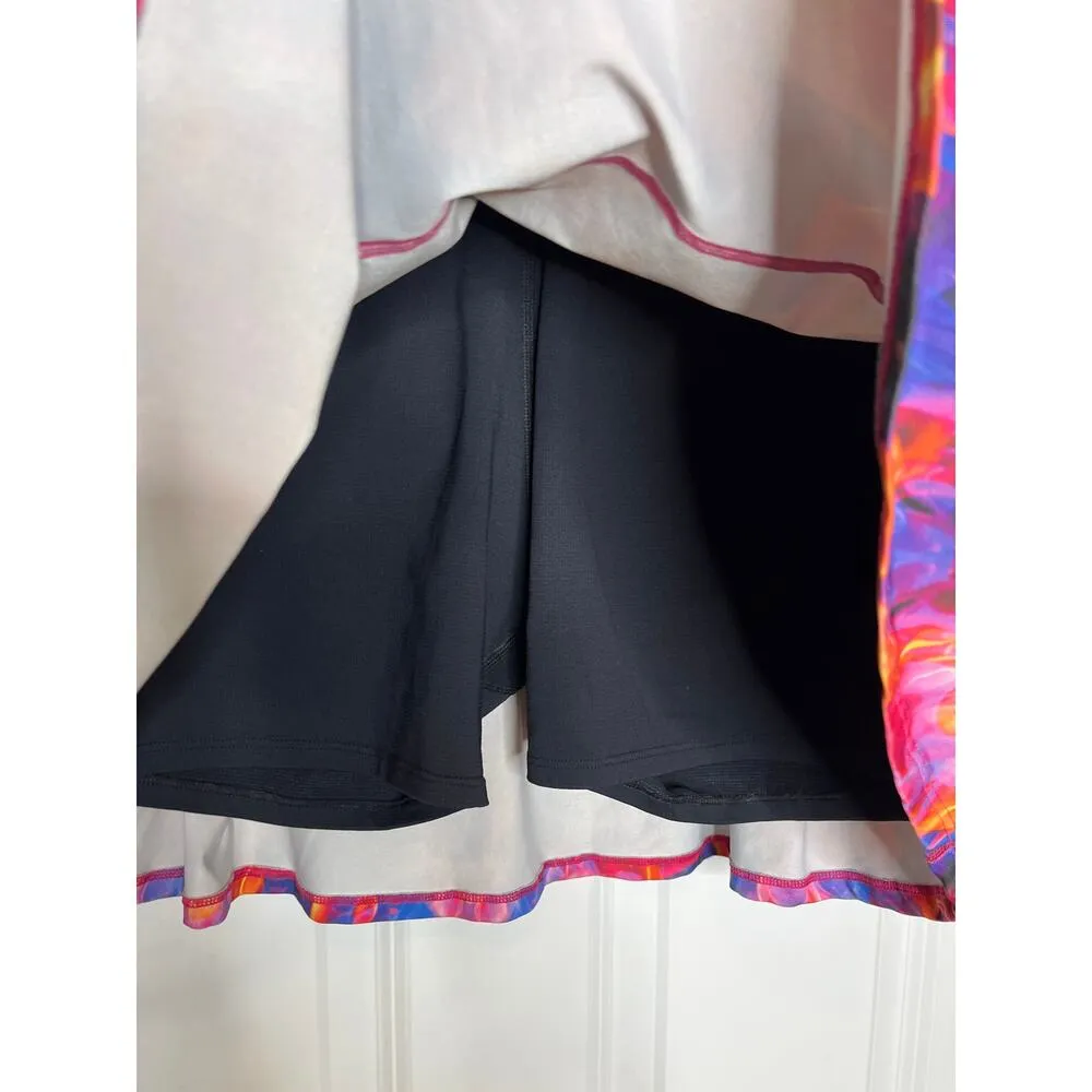 Dona Jo Fitwear Tennis Skort Fire Blue Pink Orange Size 2 = XS - Image 2