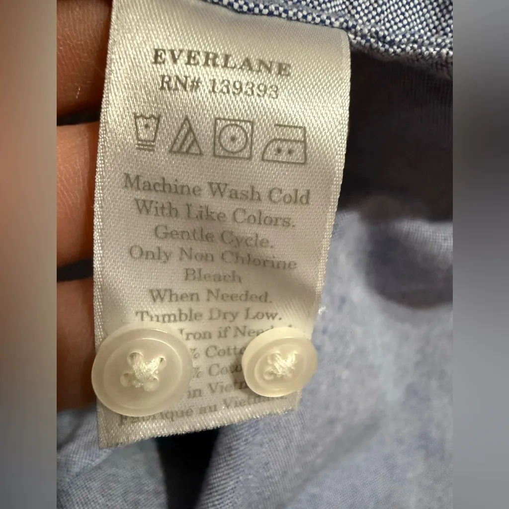 Everlane 100% Cotton Button Down Shirt Classic Chambray Blue Sz 00 Soft Girl Era - Image 9