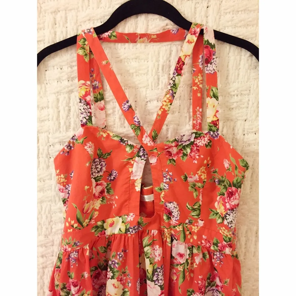 LF Strappy Floral Orange Mini Dress Strappy Medium - Image 2