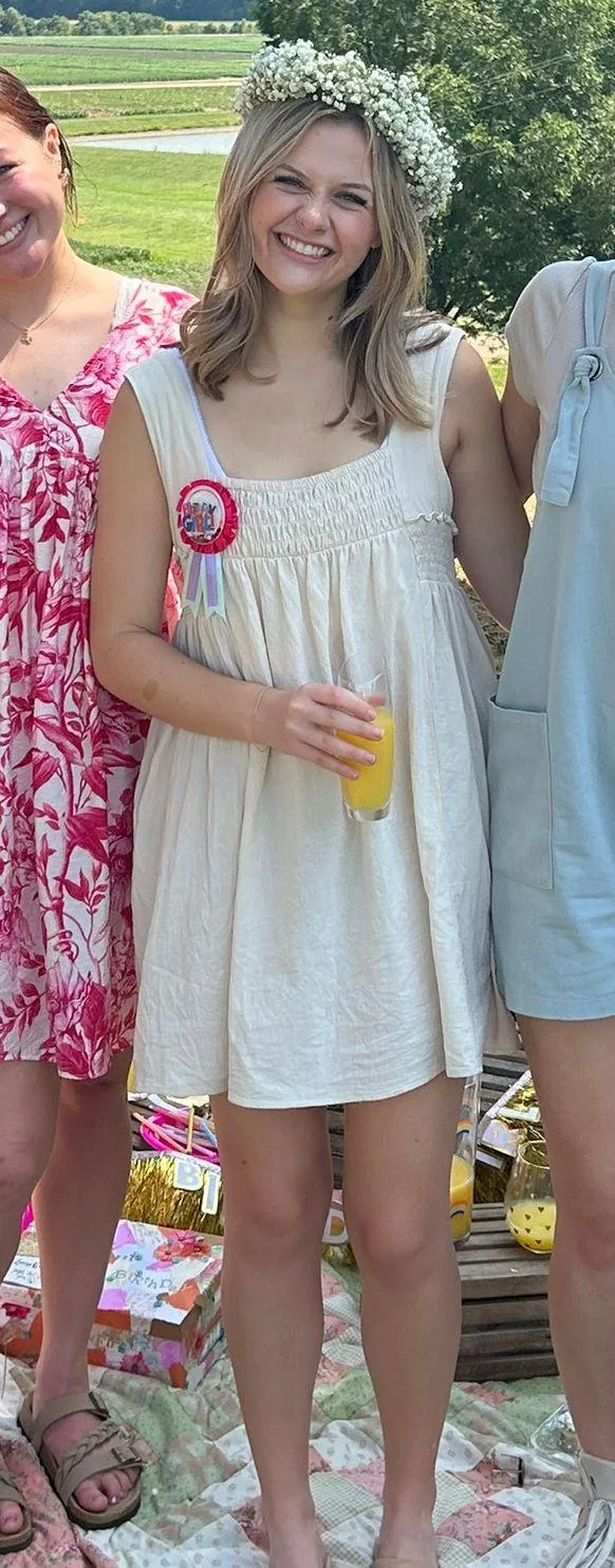 Boutique Linen Shift Dress Tan - Image 3