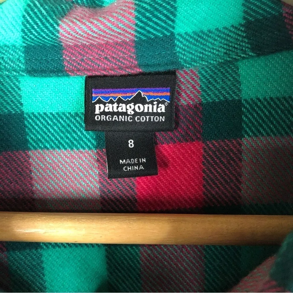 Patagonia Green & Pink Plaid Fjord Flannel Button Down Shirt 8 - Image 5