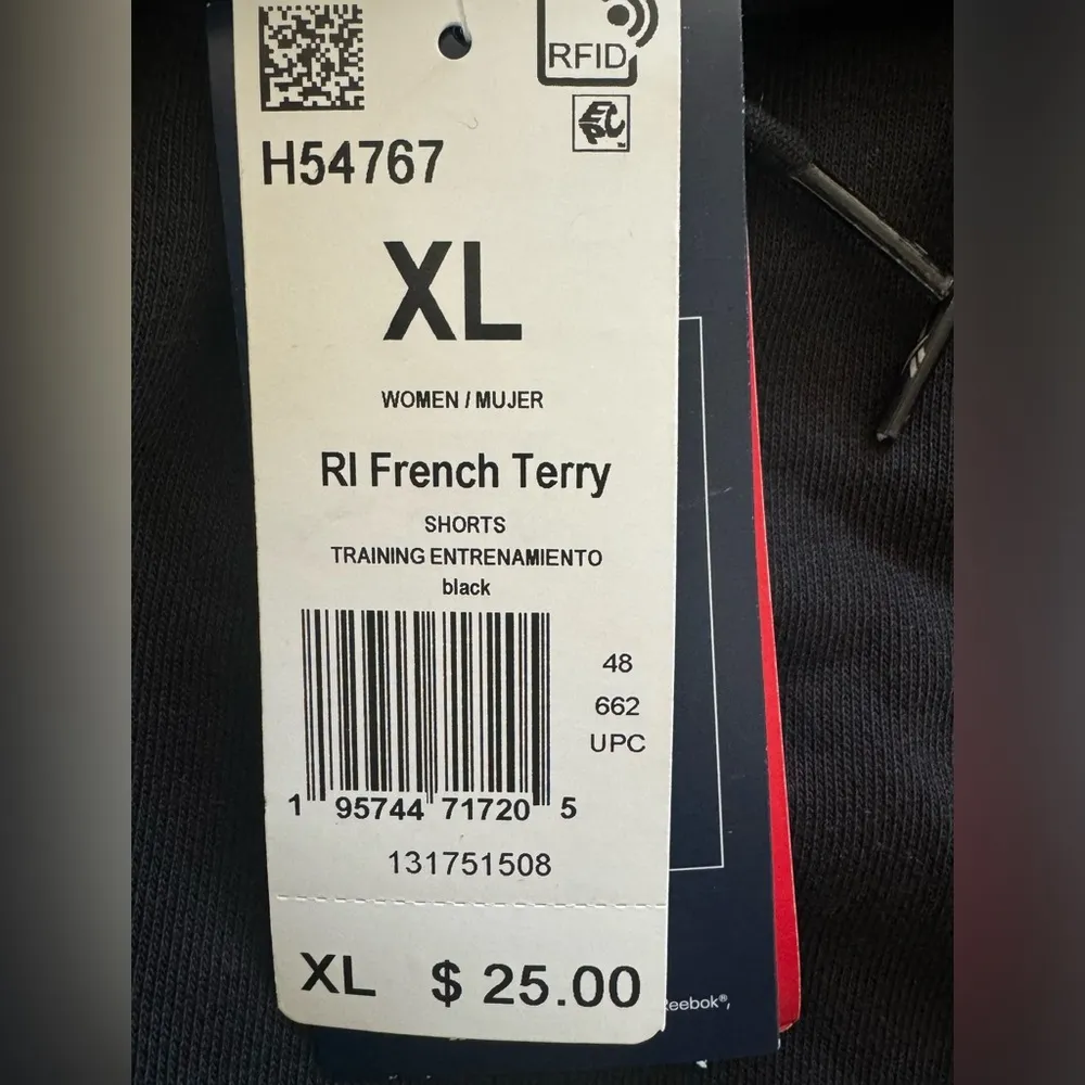 NWT Reebok Womens French Terry Black Athletic Sport Shorts XL - Image 5