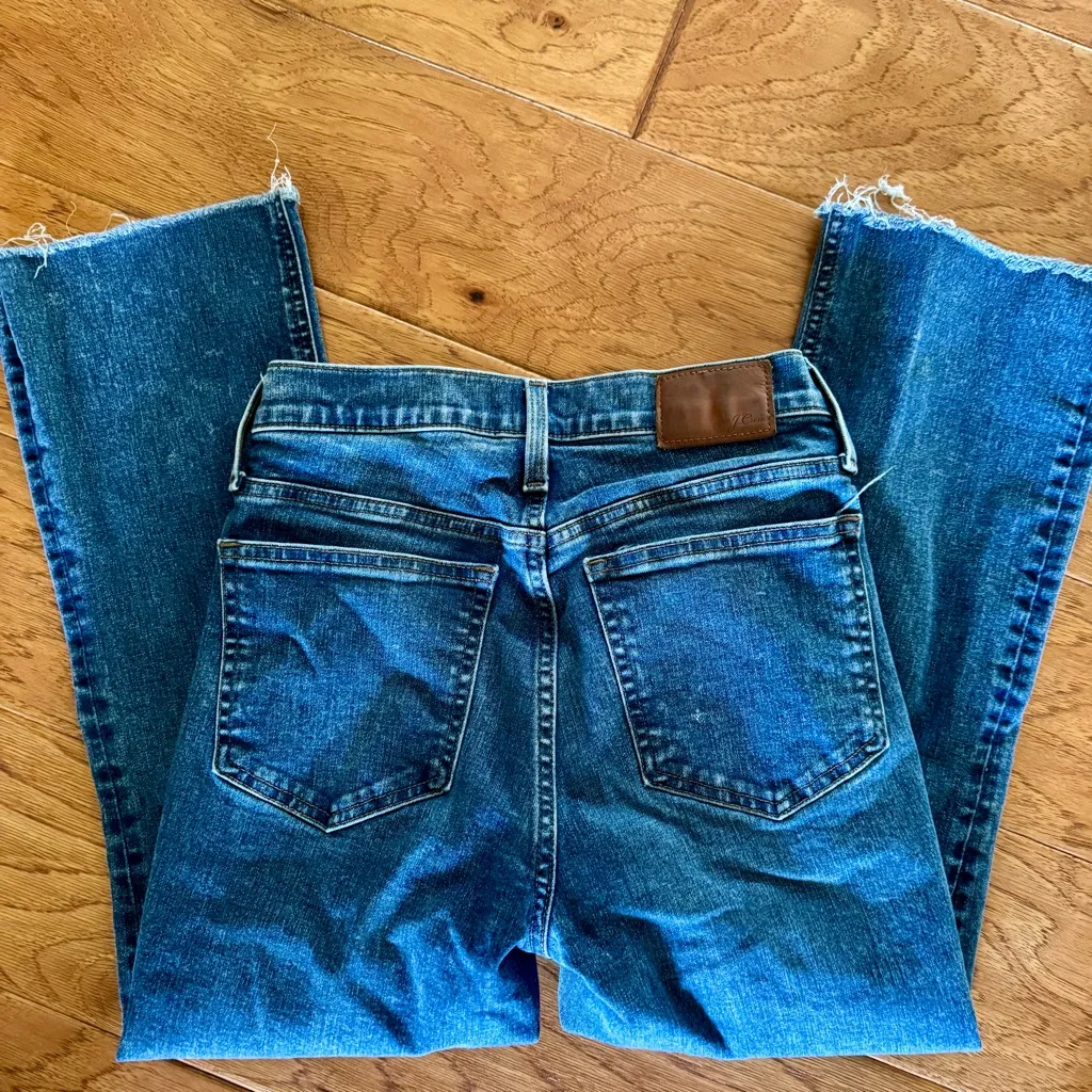 J. Crew Billie Demi Boot Crop Jeans Women’s 27 Medium Wash Mid Rise Raw Hem - Image 3