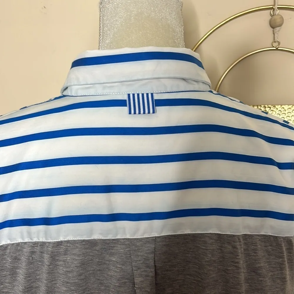 Façonnable • striped mixed media button down top - Image 7