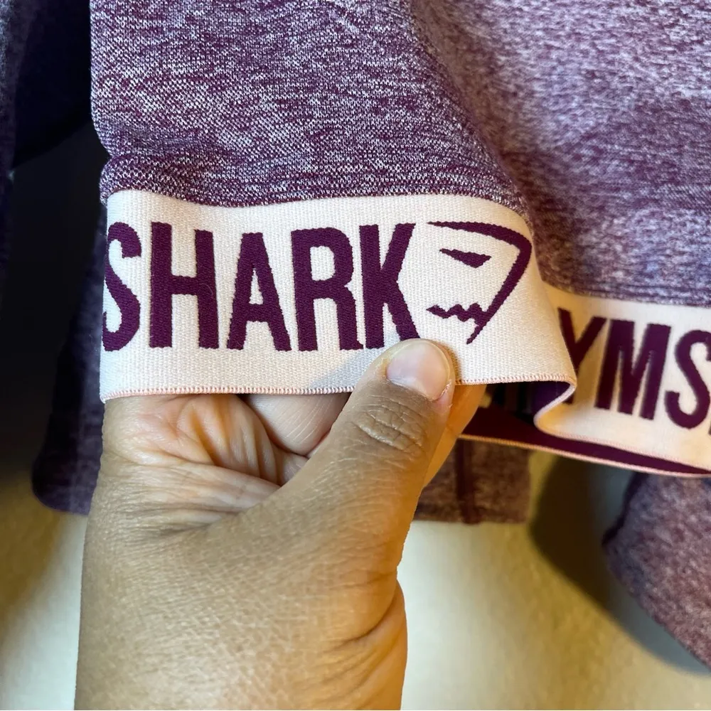 Gymshark Women's Purple Long Sleeve Crop Top and shorts  set SZ:M - Image 7