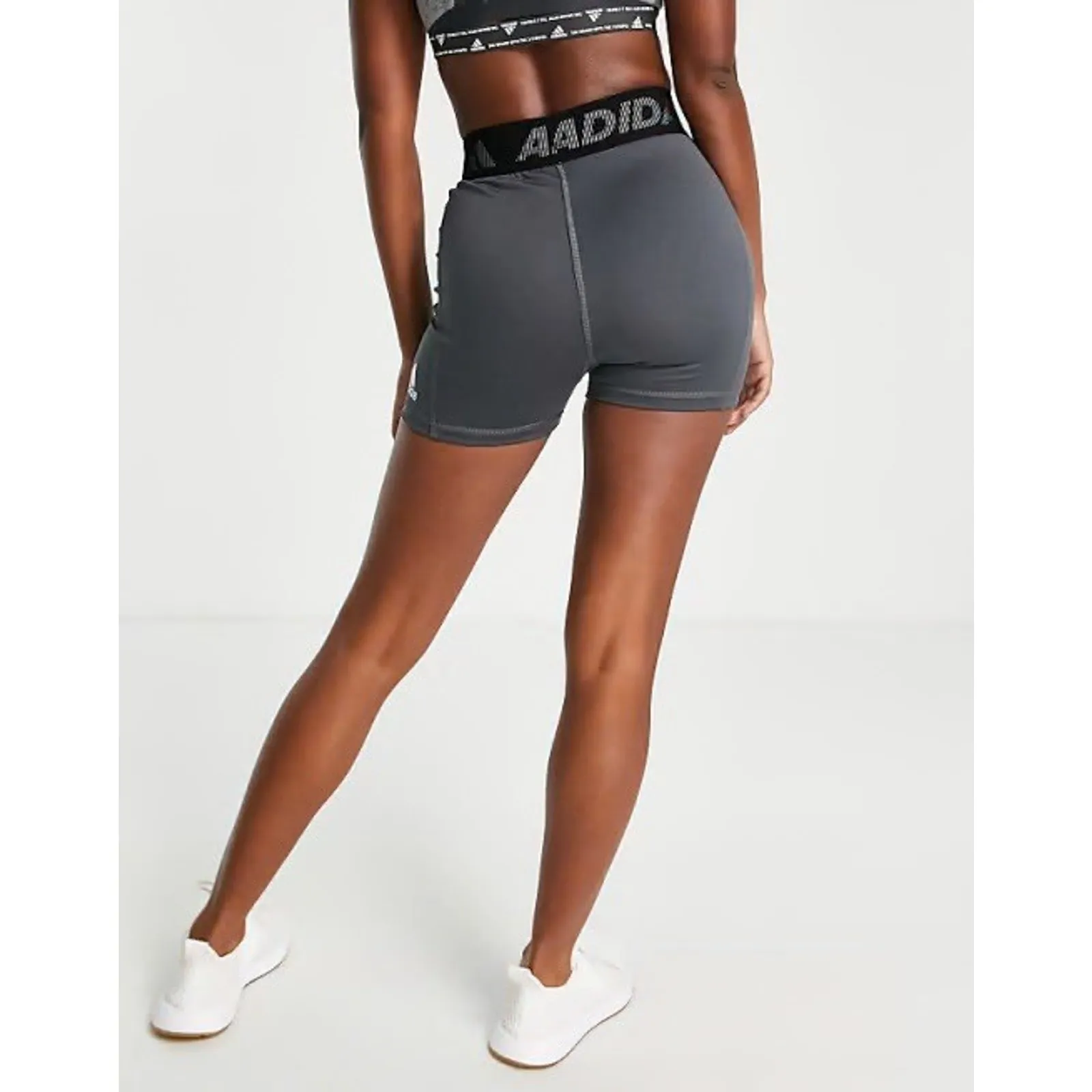 adidas Training Tech fit 3 Bar logo waistband tight shorts in grey L - Image 12