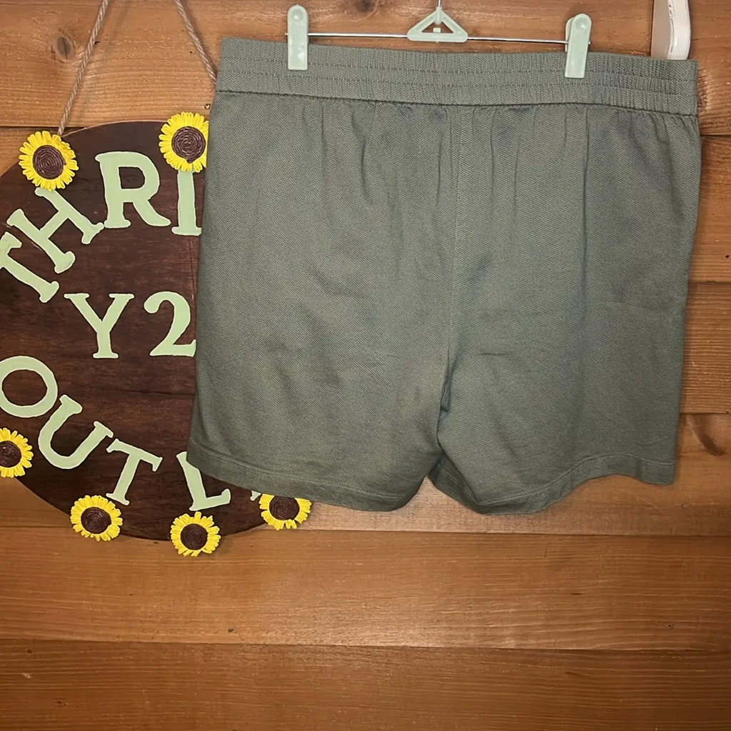 Talbots Textured Cotton Chino Short Olive Green Stretch Pleat Pocket 6.5” Inseam Size 14 - Image 5