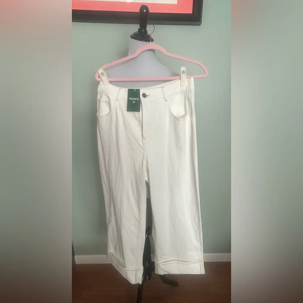 HALARA Jeans NWT wide legged cuffed and cropped - Image 3