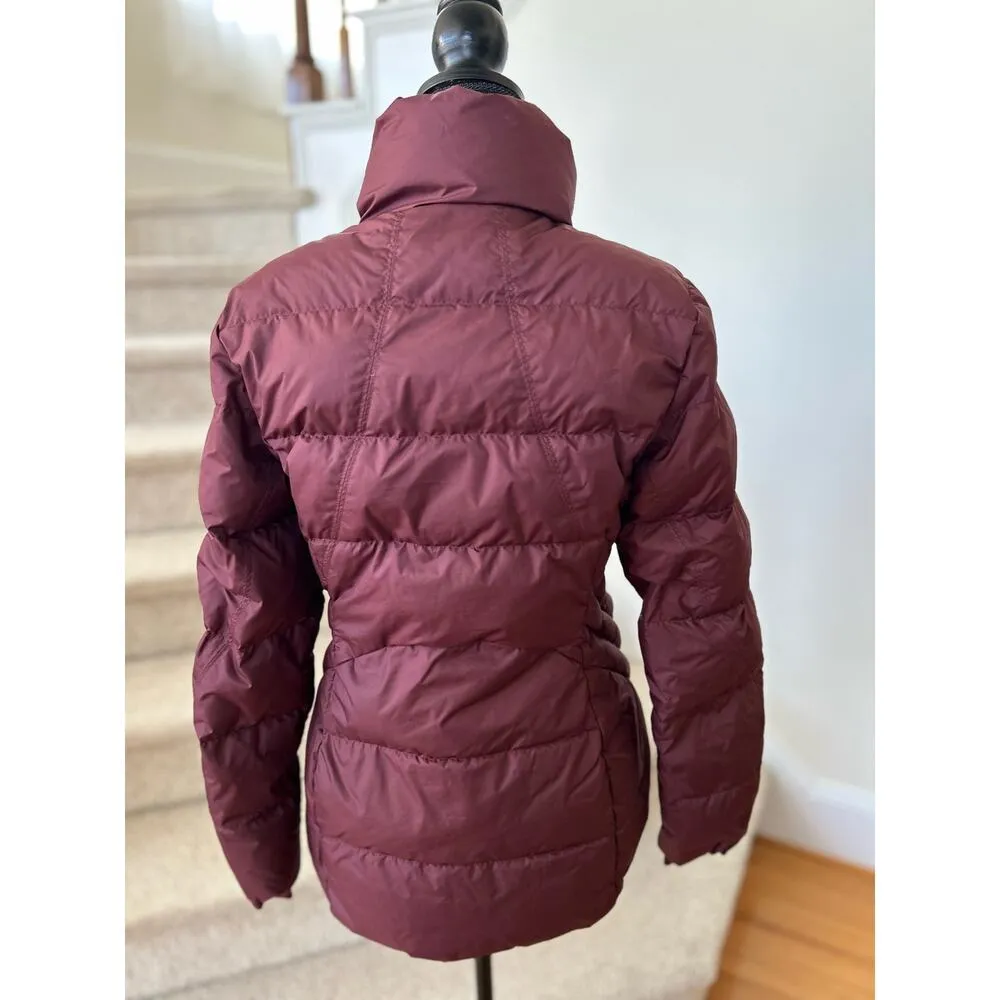 Athleta Downtown Burgundy Red Down Filled Zip Up Puffer Jacket - Image 3