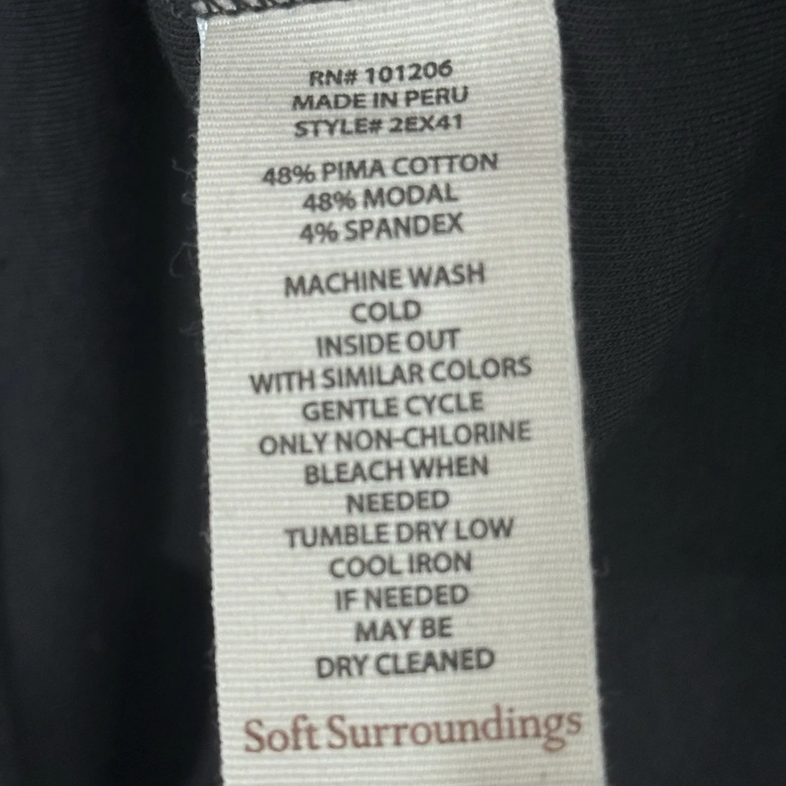 Soft Surroundings‎ Alyssa Knit Top Womens Small Black Cross Over Ruched Casual - Image 6