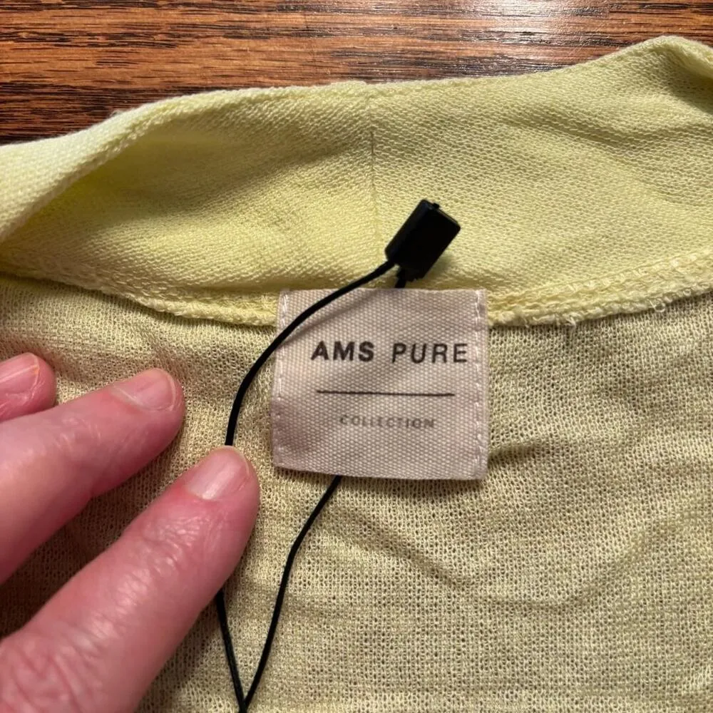 AMS Pure Flowy Open Cardigan Lemon Women's Size L Boho, Peasant NWT Yellow Size L - Image 3