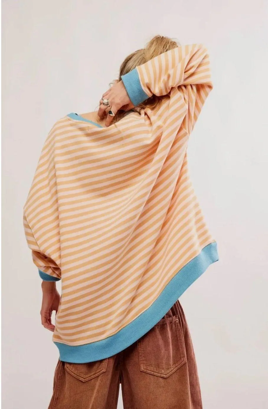 Free People Striped Crewneck Oversized - Image 3