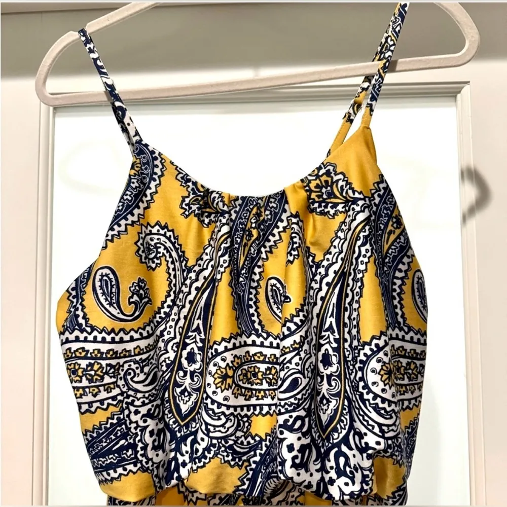 Magic Yellow Paisley Maxi Dress Size M • Adjustable Straps • Boho Preppy - Image 4