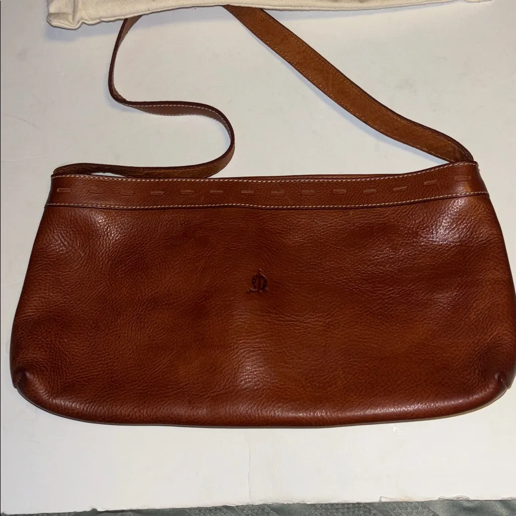 EL CABALLO DARK TAN LEATHER SHOULDER BAG 13.5” X 7” HANDLE DROP 12” PRELOVED Brown - Image 2