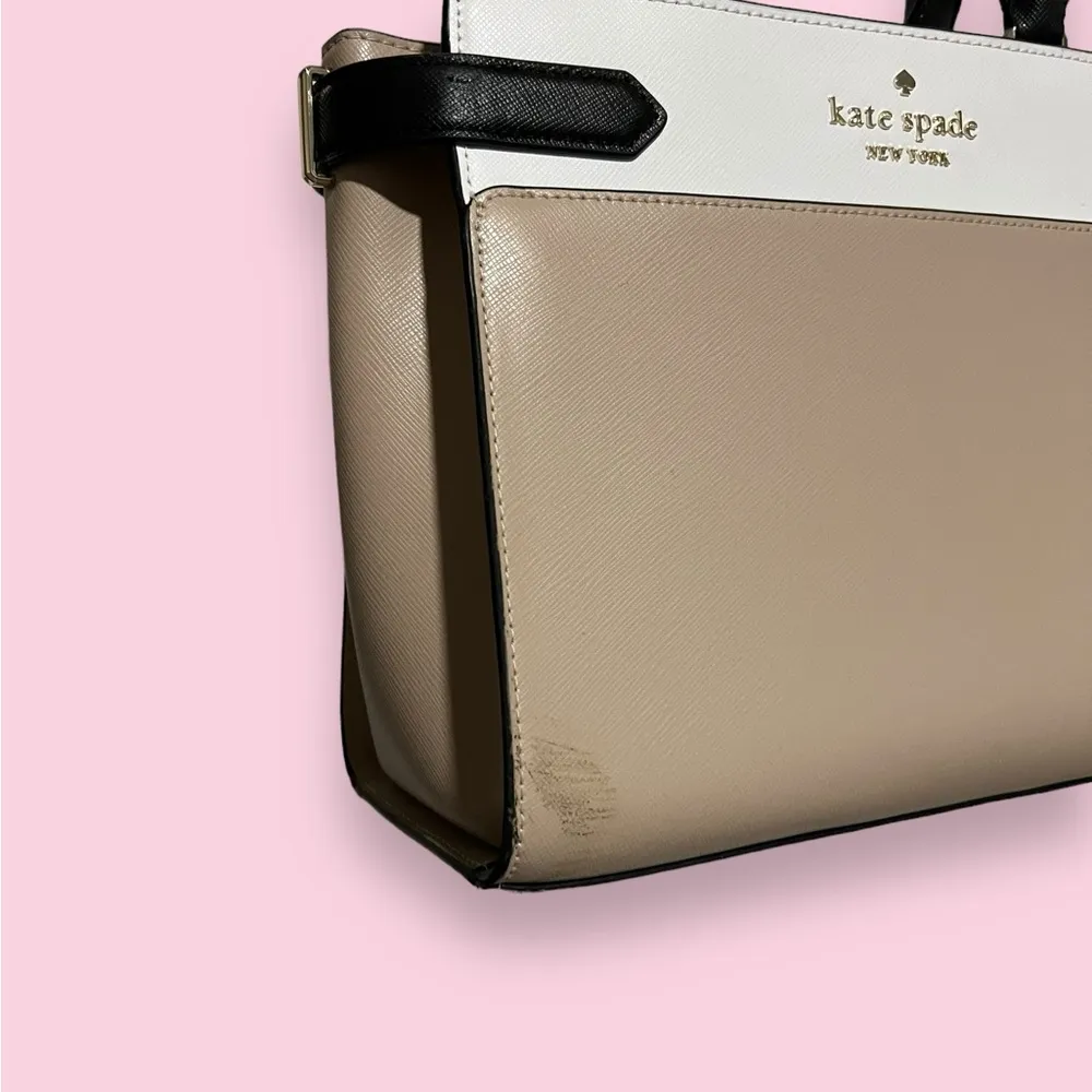 Kate Spade Staci Cameron Large Satchel Warm Beige Multi Colorblock - Image 3