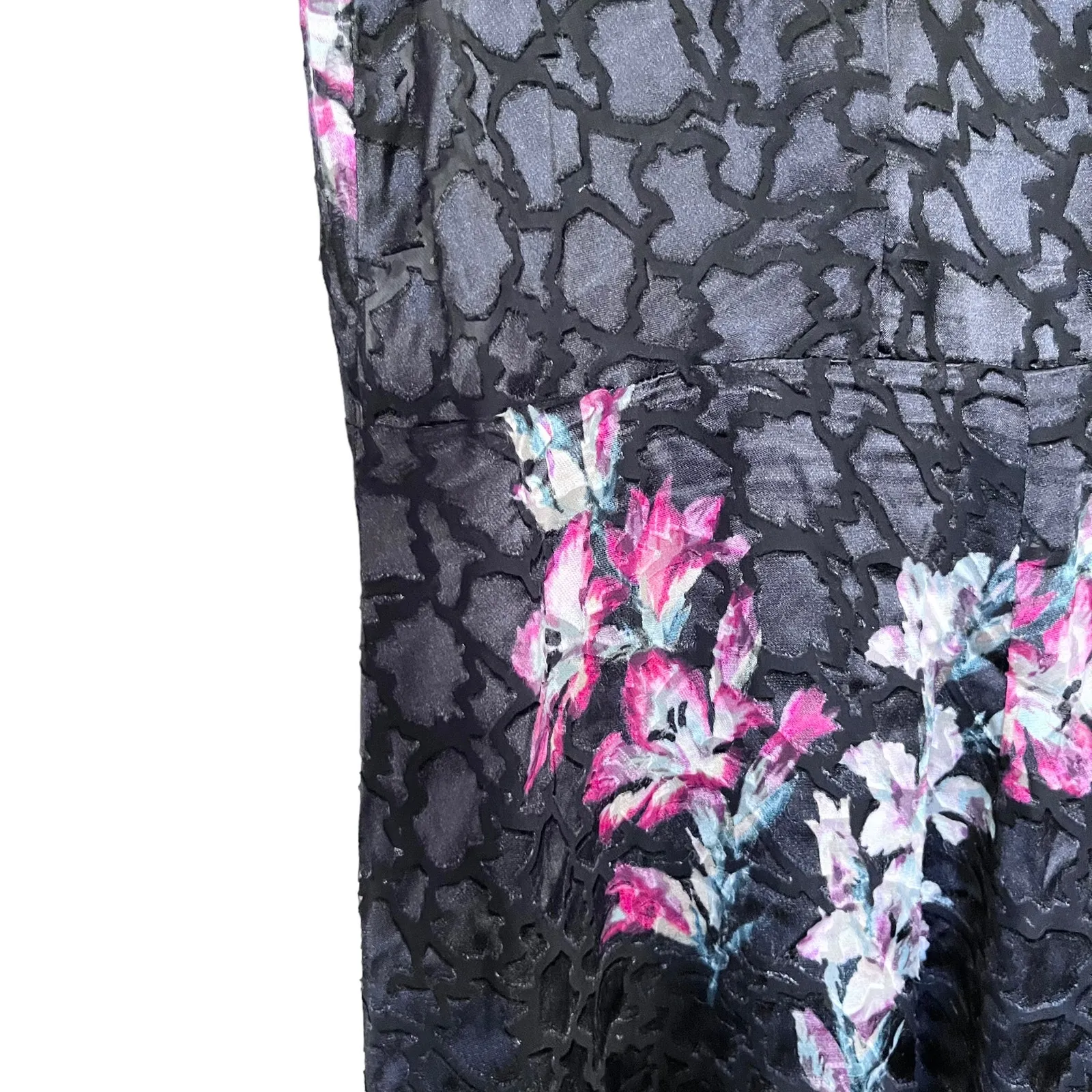 REBECCA TAYLOR   Noha Puff Sleeve Floral Midi Dress In Black Combo size 8 - Image 6