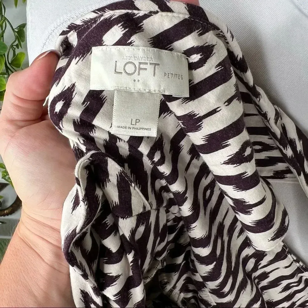 LOFT Outlet V neck Maxi Dress Deep Purple and Ivory Sleeveless Size LP - Image 9