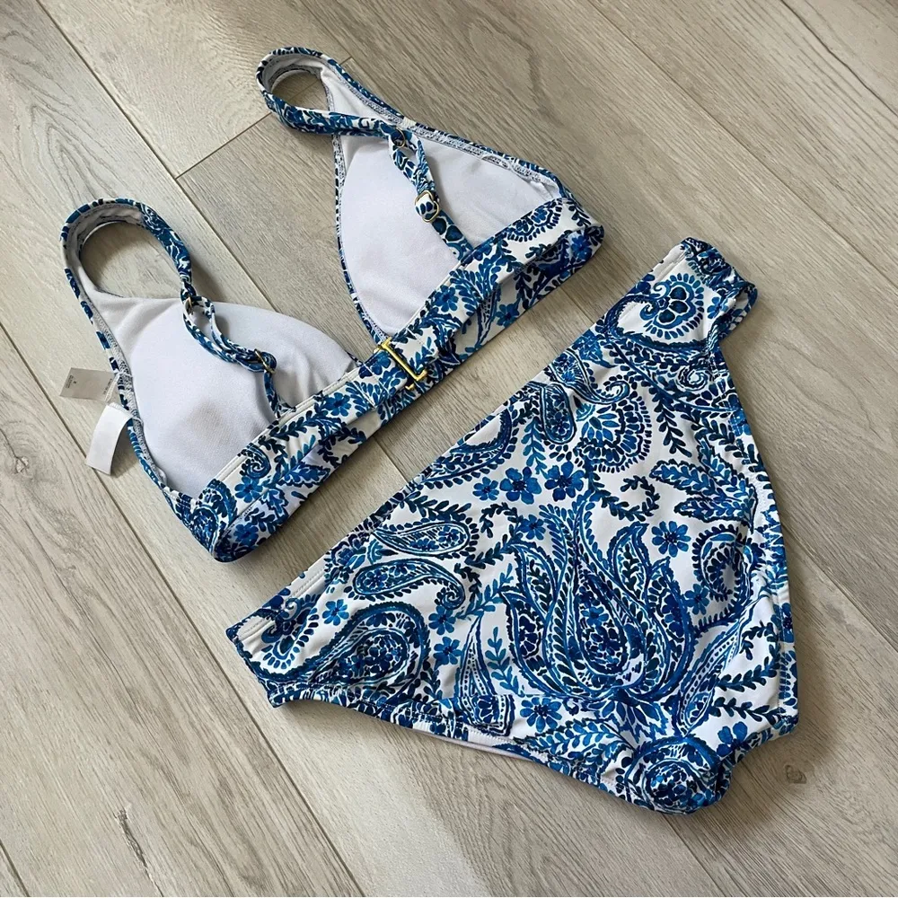 Mynah Paisley Bikini Swimsuit womens Blue (small) bright swim beach vacation - Image 2